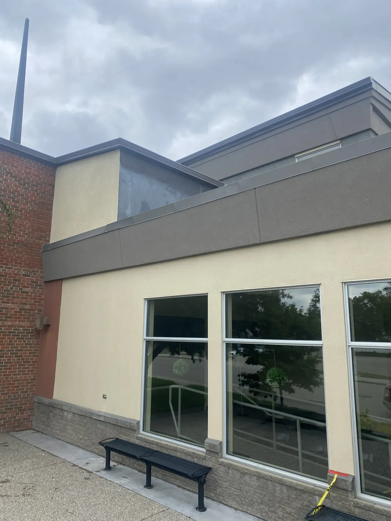 EIFS and stucco cladding at the church entrance